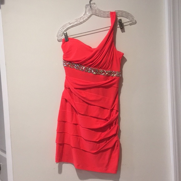 City Triangles Dresses & Skirts - 1 shoulder, neon, ruffled and embellished dress
